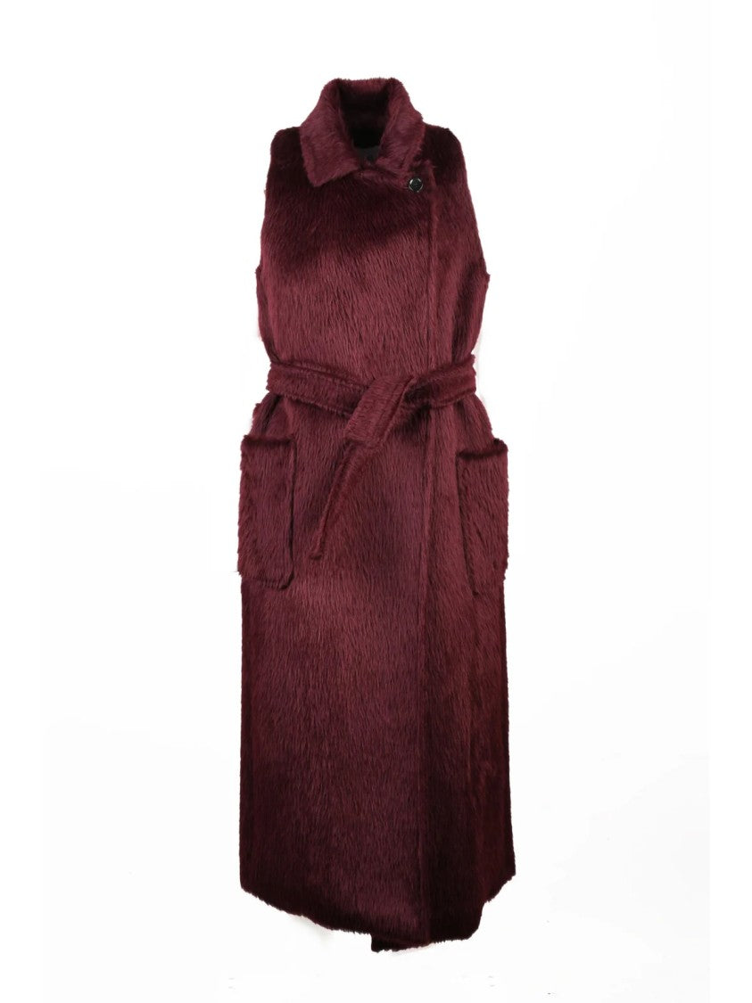Max Mara Red Alpaca-Blend Belted Vest
