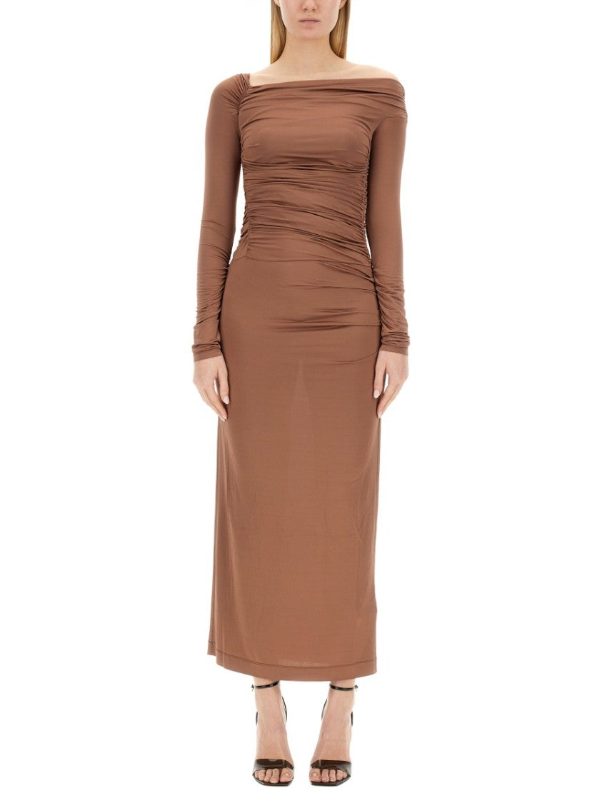 helmut lang midi dress Helmut Lang Asymmetric-hem Midi Dress