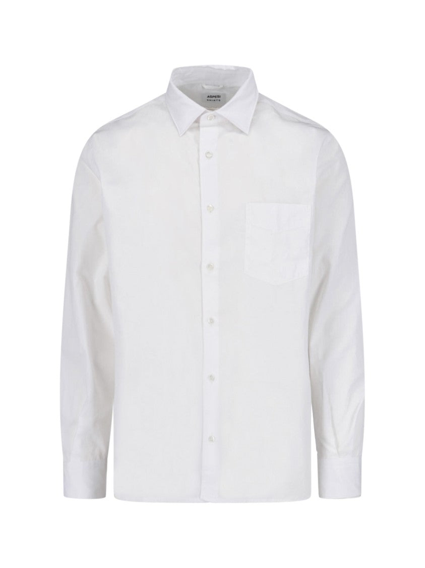 Aspesi White Long-Sleeve Cotton Shirt