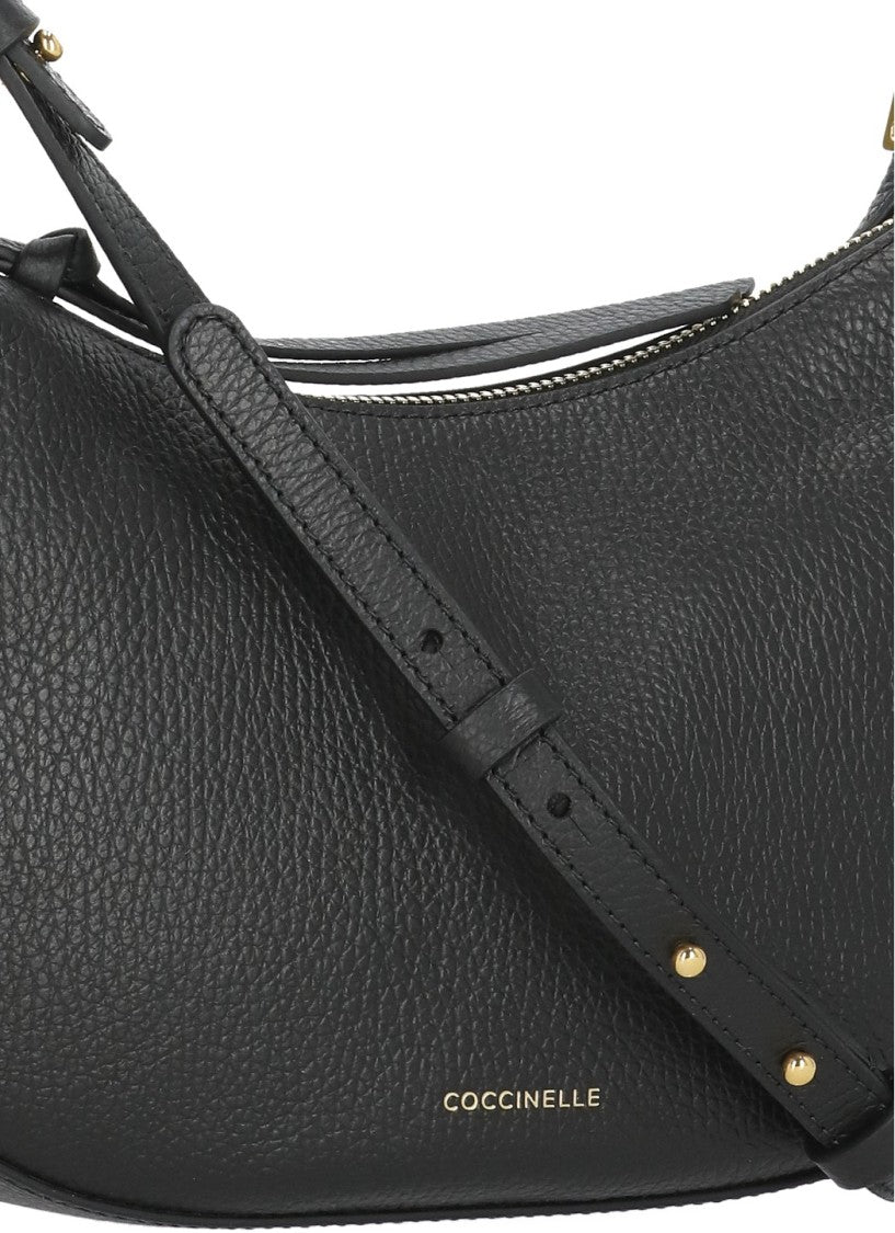Coccinelle Crescent-Shaped Textured Leather Shoulder Bag