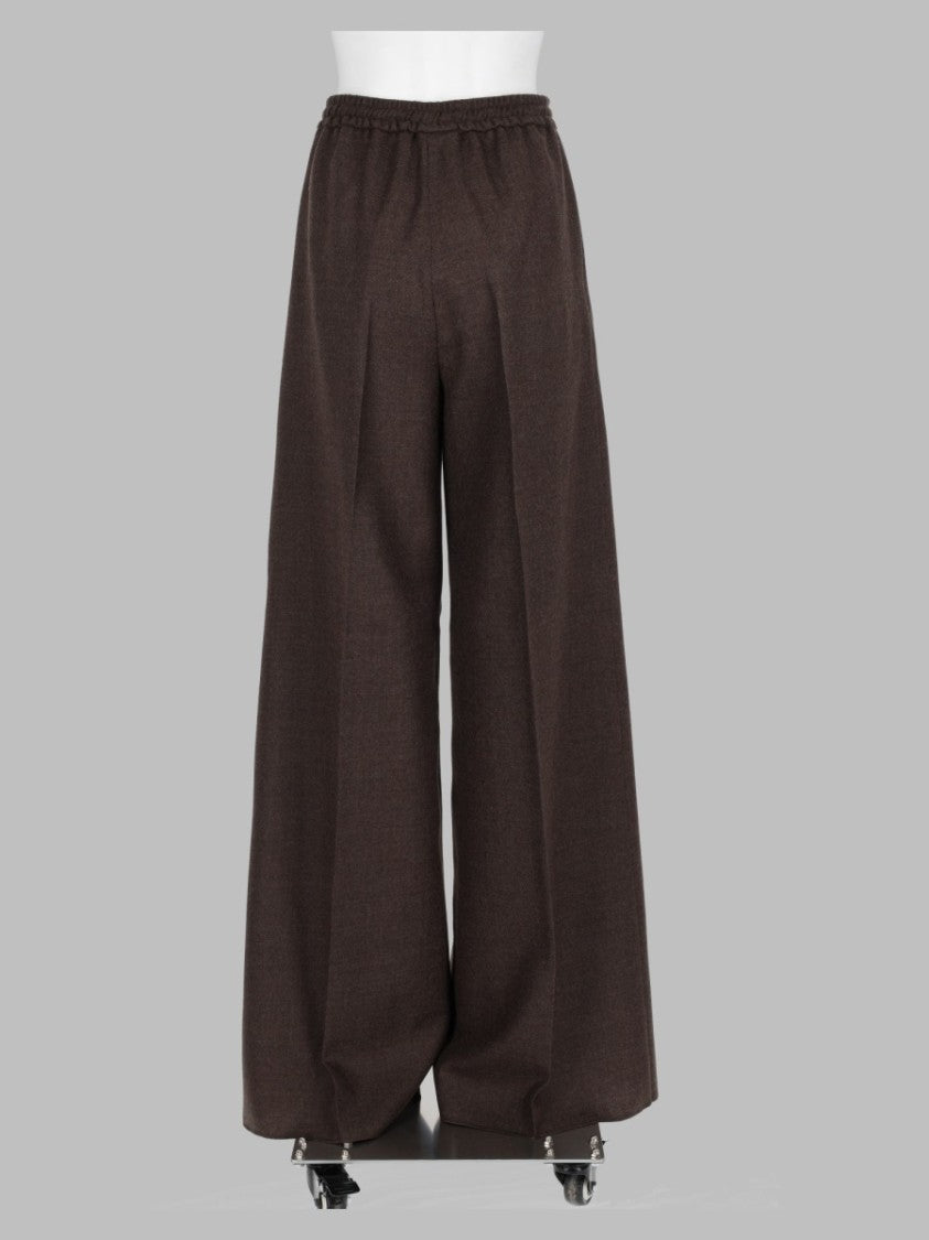Max Mara Grey High-Waisted Virgin Wool Wide-Leg Pants