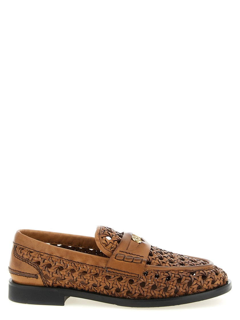 Miu Miu 'Penny' Hand-Woven Leather Loafers