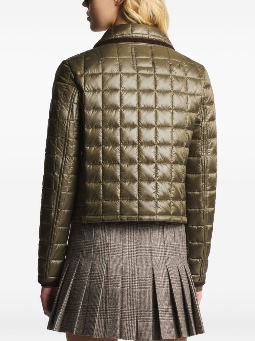 Fay Quilted Green Jacket With Structured Collar