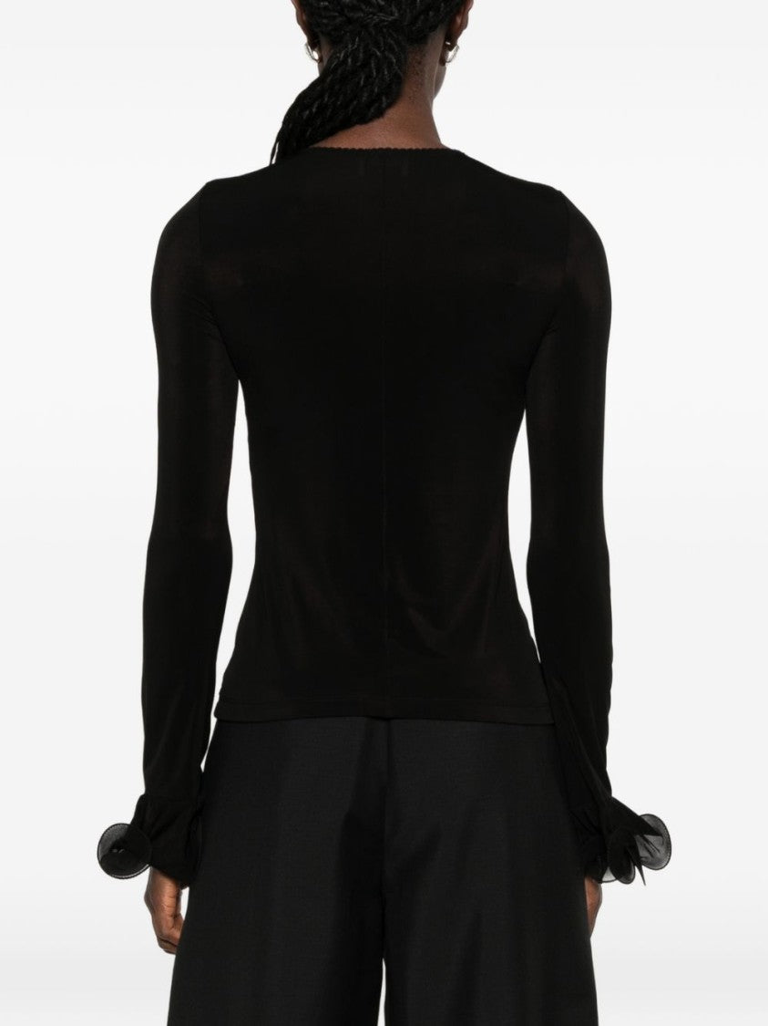 Moschino Crew Neck Top With Ruffled Cuffs