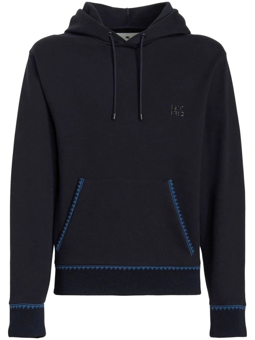 Etro Casual Blue Jersey Sweatshirt With Hood
