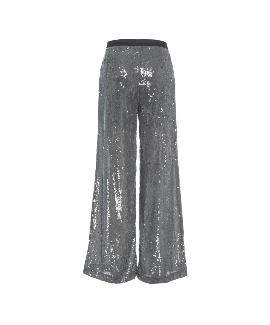Jucca Sequin-Embellished Wide-Leg Palazzo Pants With Comfortable Elastic Waistband