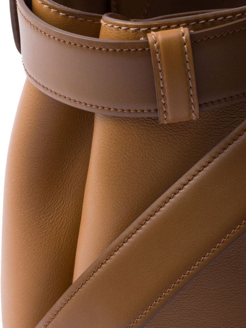 Prada Structured Leather Shoulder Bag With Dual Top Handles