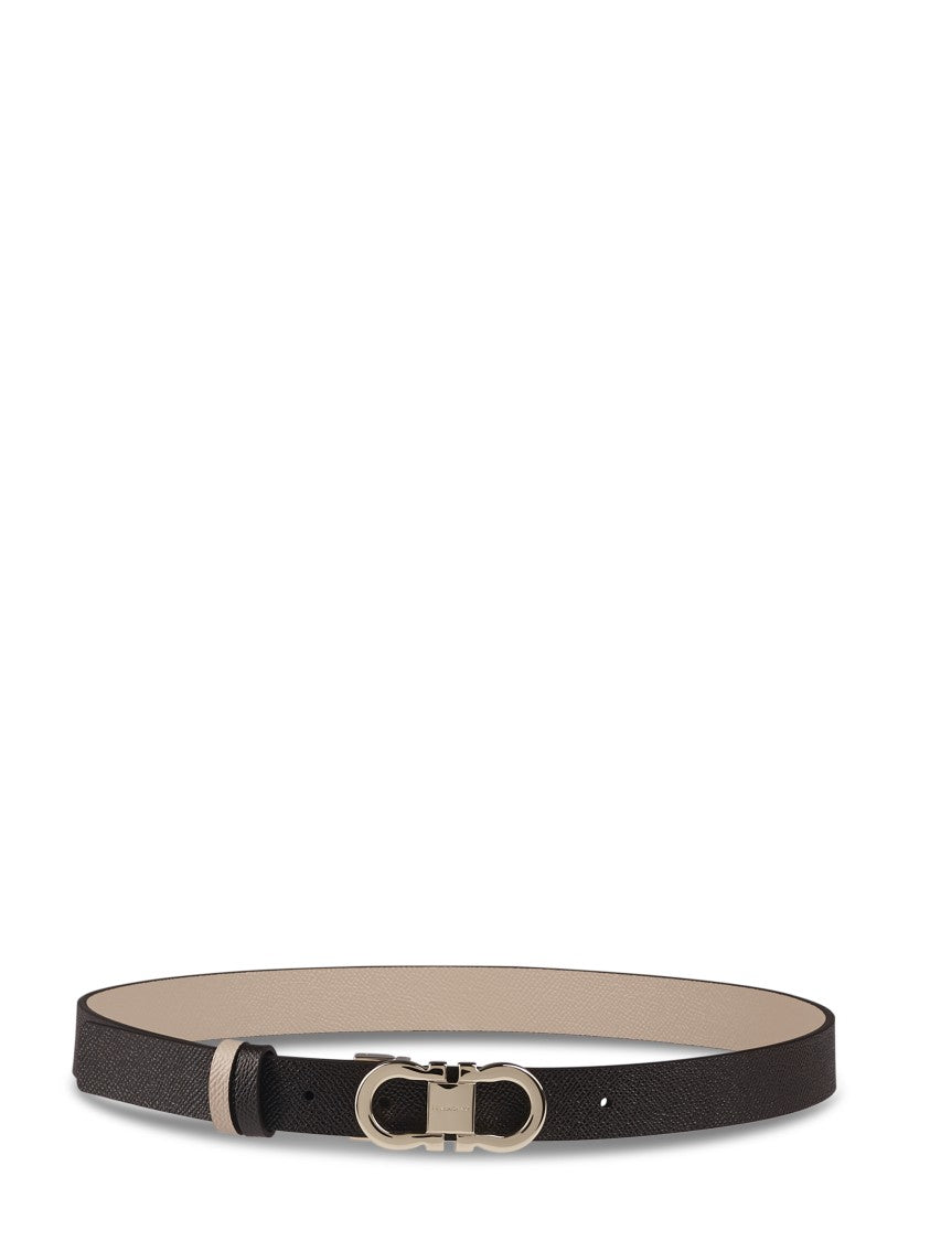 Ferragamo Textured Calf Leather Belt With Polished Buckle