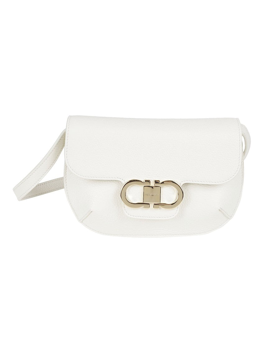 Ferragamo Compact Rigid Shoulder Bag With Double Gancini Ornament