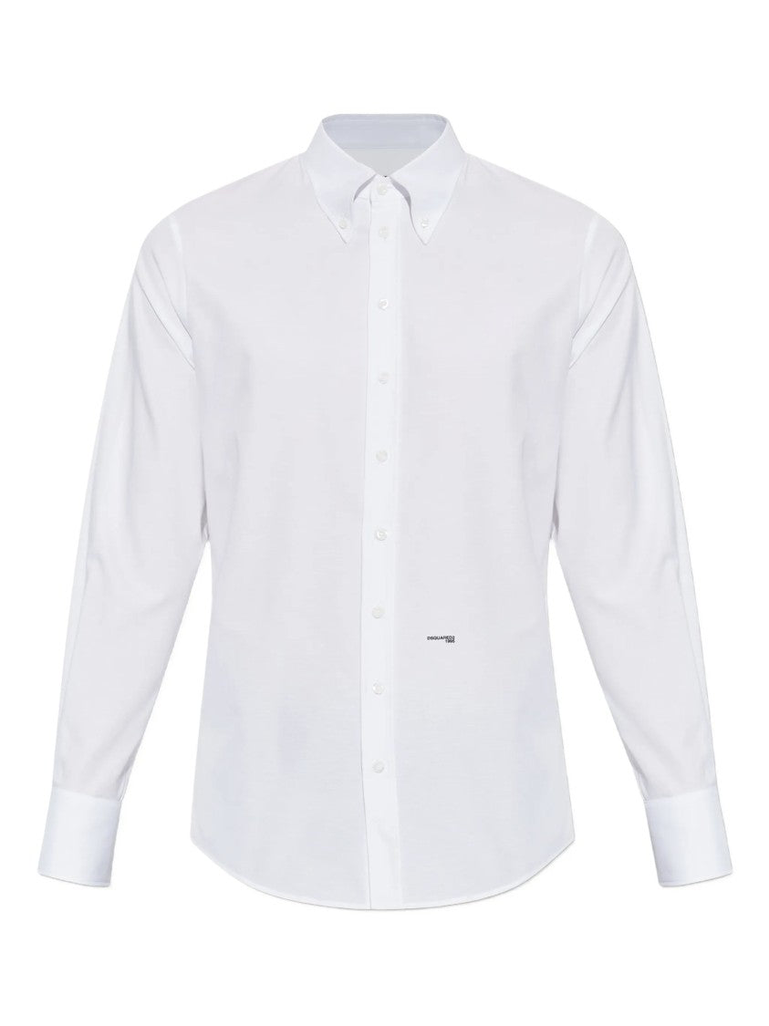 Dsquared2 White Pointed Collar Tailored Cotton Shirt
