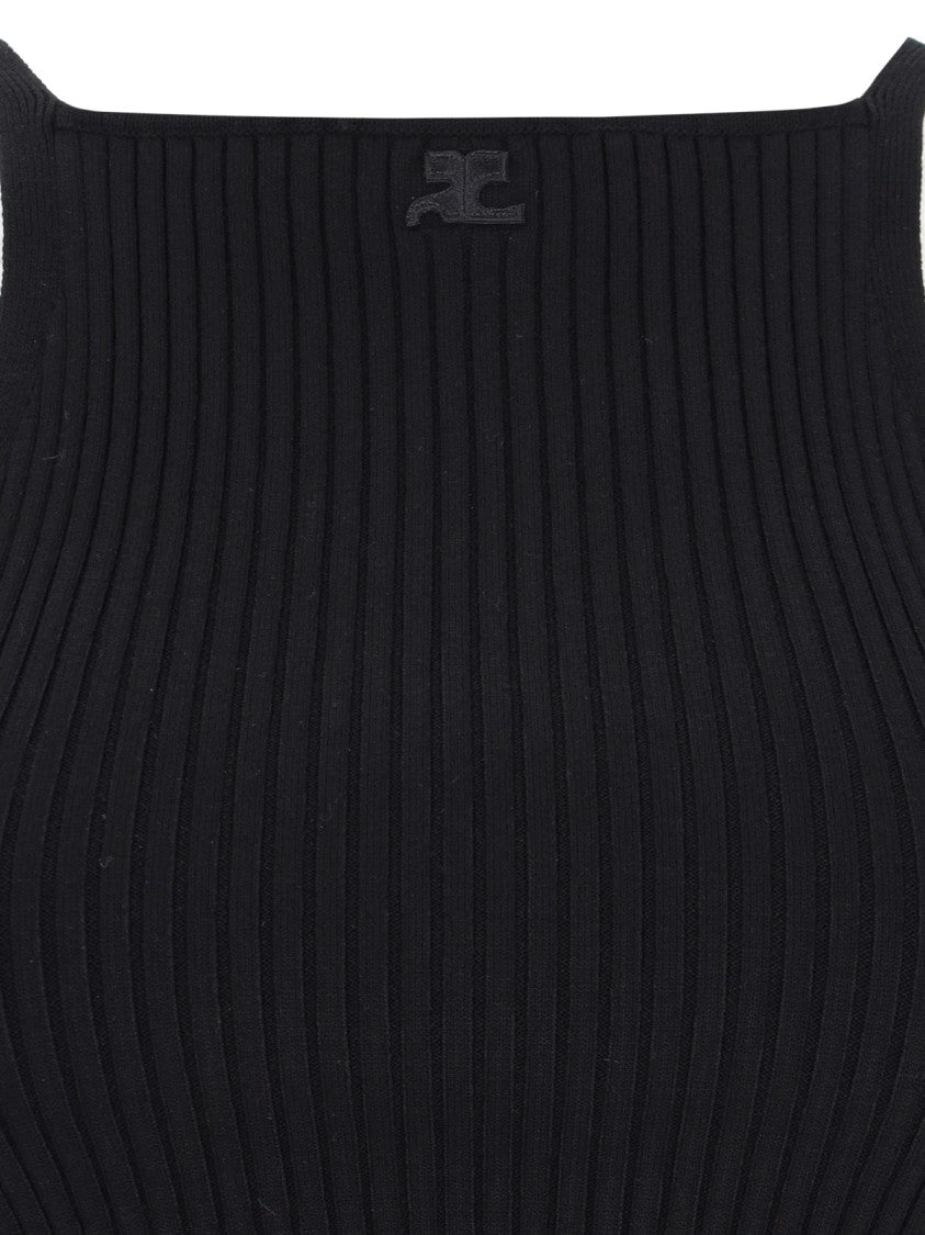 Courrèges Ribbed Knit Top – Black