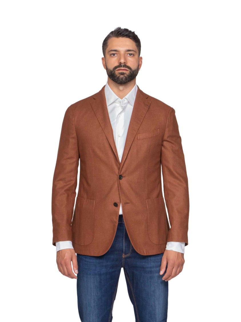 Boglioli Tailored Brown Blazer With Notch Lapels And Buttoned Cuffs