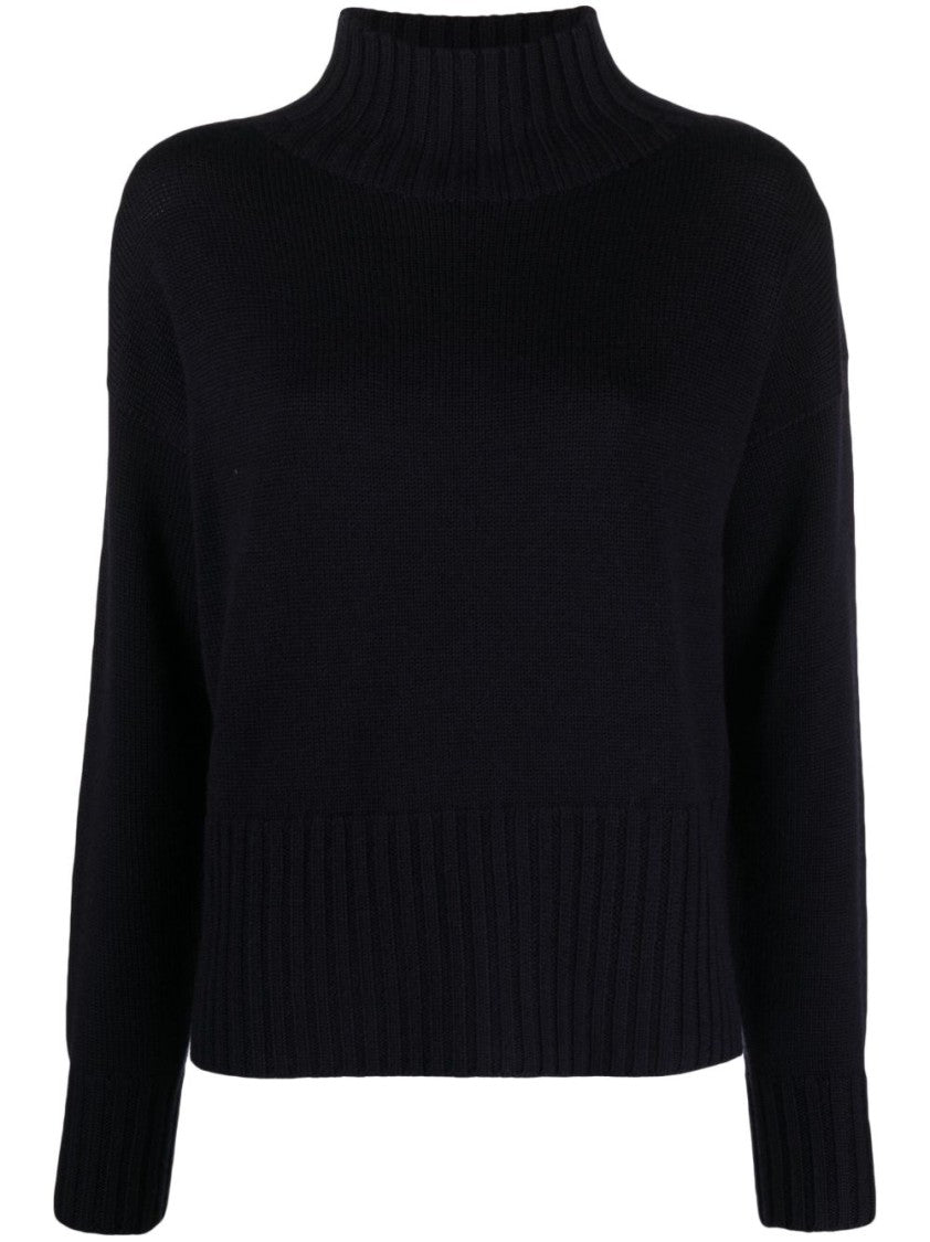 Drumohr Midnight Blue Merino Wool High Neck Sweater