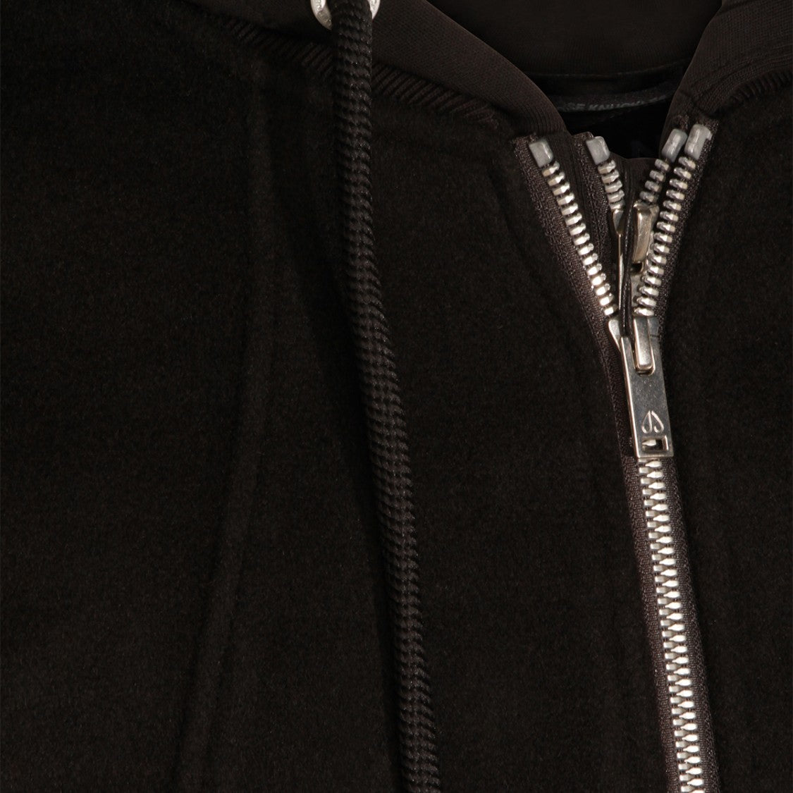 Moose Knuckles Front-Zippered Black Jacket With Drawstring Hood
