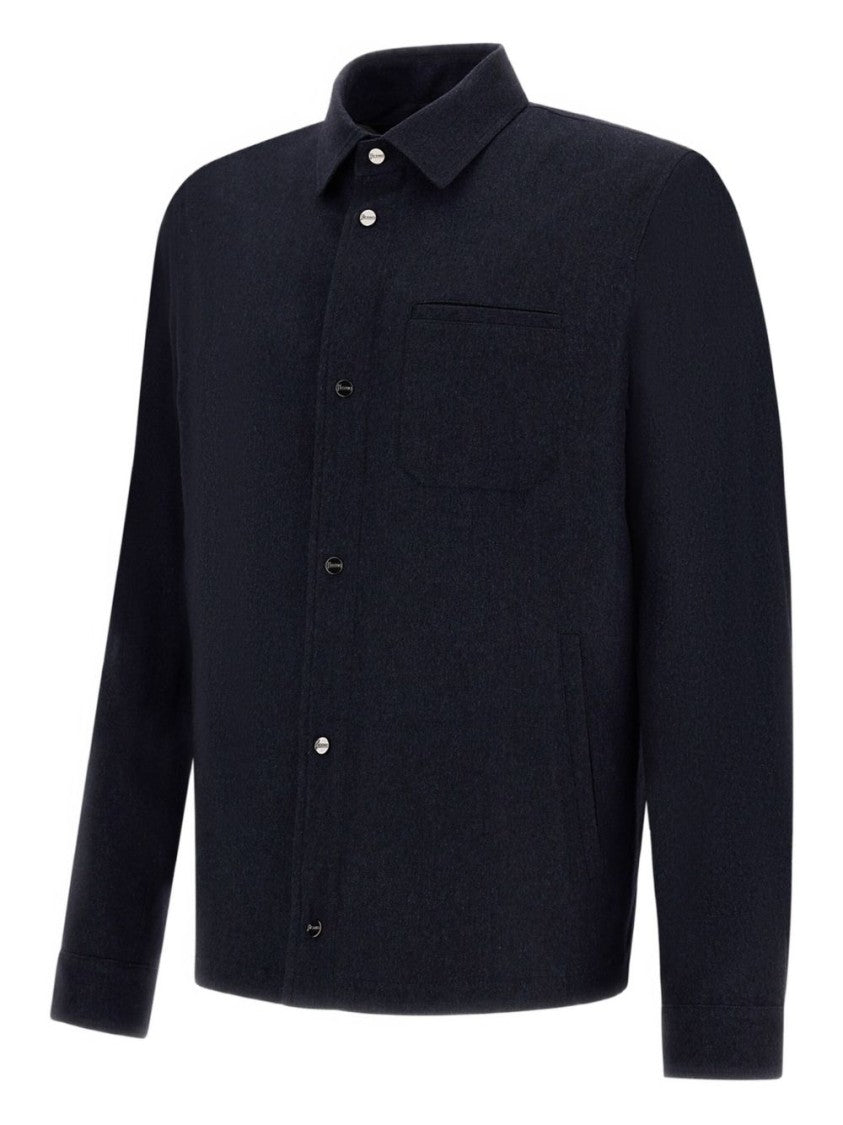 Herno Navy Cashmere-Silk Shirt Jacket