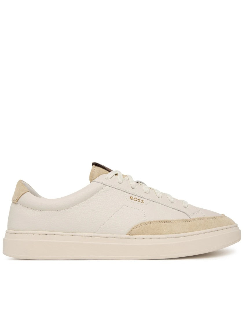 Hugo Boss Light Beige Smooth Leather Sneakers