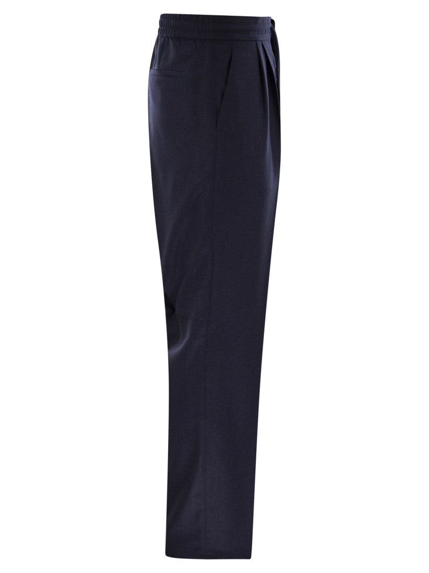 Brunello Cucinelli Leisure Fit Trousers In Virgin Wool Flannel