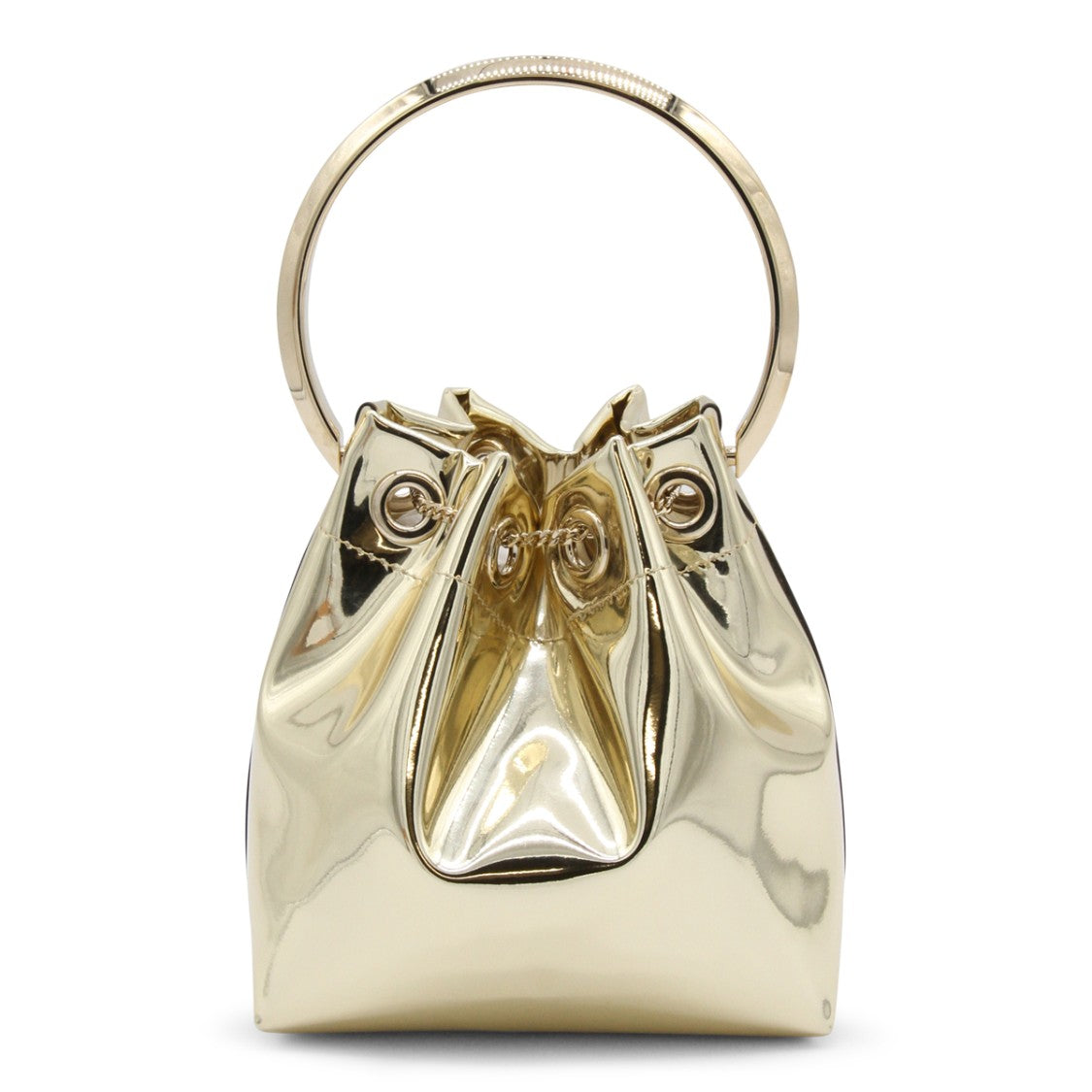 Jimmy Choo Gold Leather Bon Bon Satchel With Rigid Handle