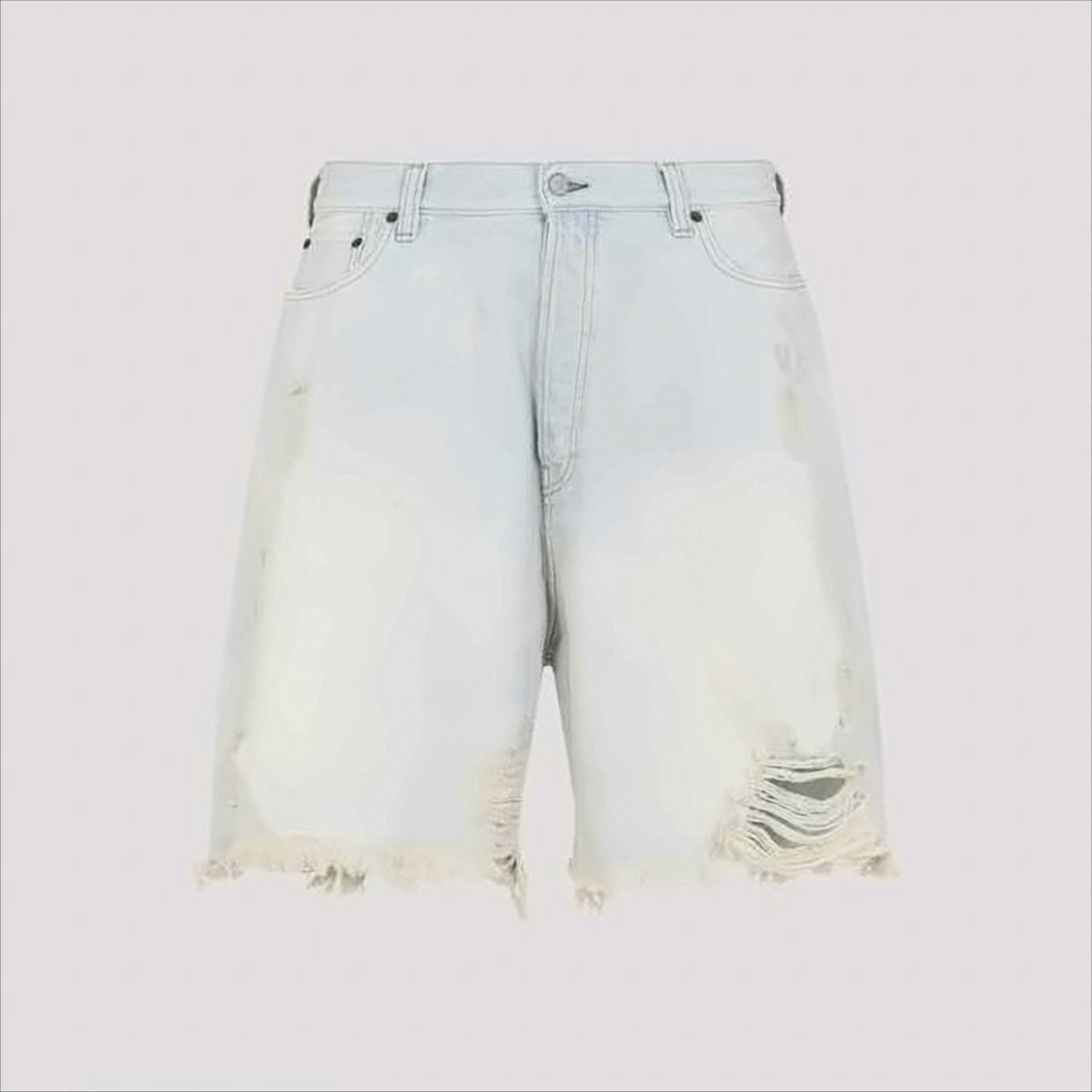 Acne Studios Light-Washed Denim Shorts With Distressed Hem