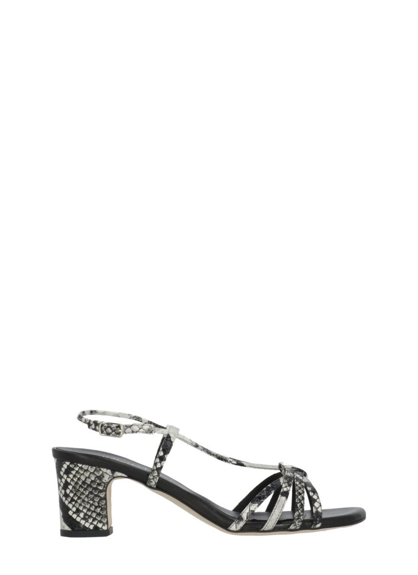 Juilie Dee Black Snake Print Wide Heel Sandals