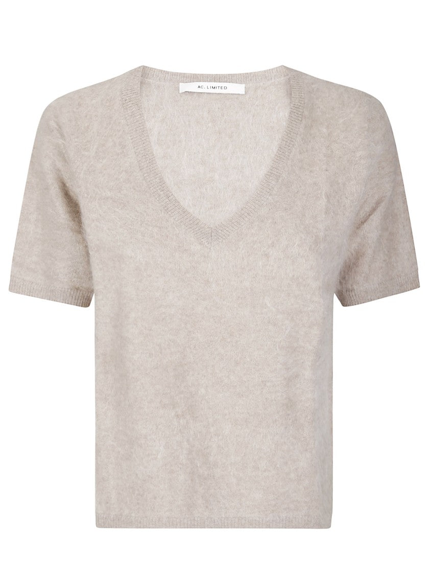 Absolut Cashmere Short-Sleeved Cashmere Knit Top With V-Neckline