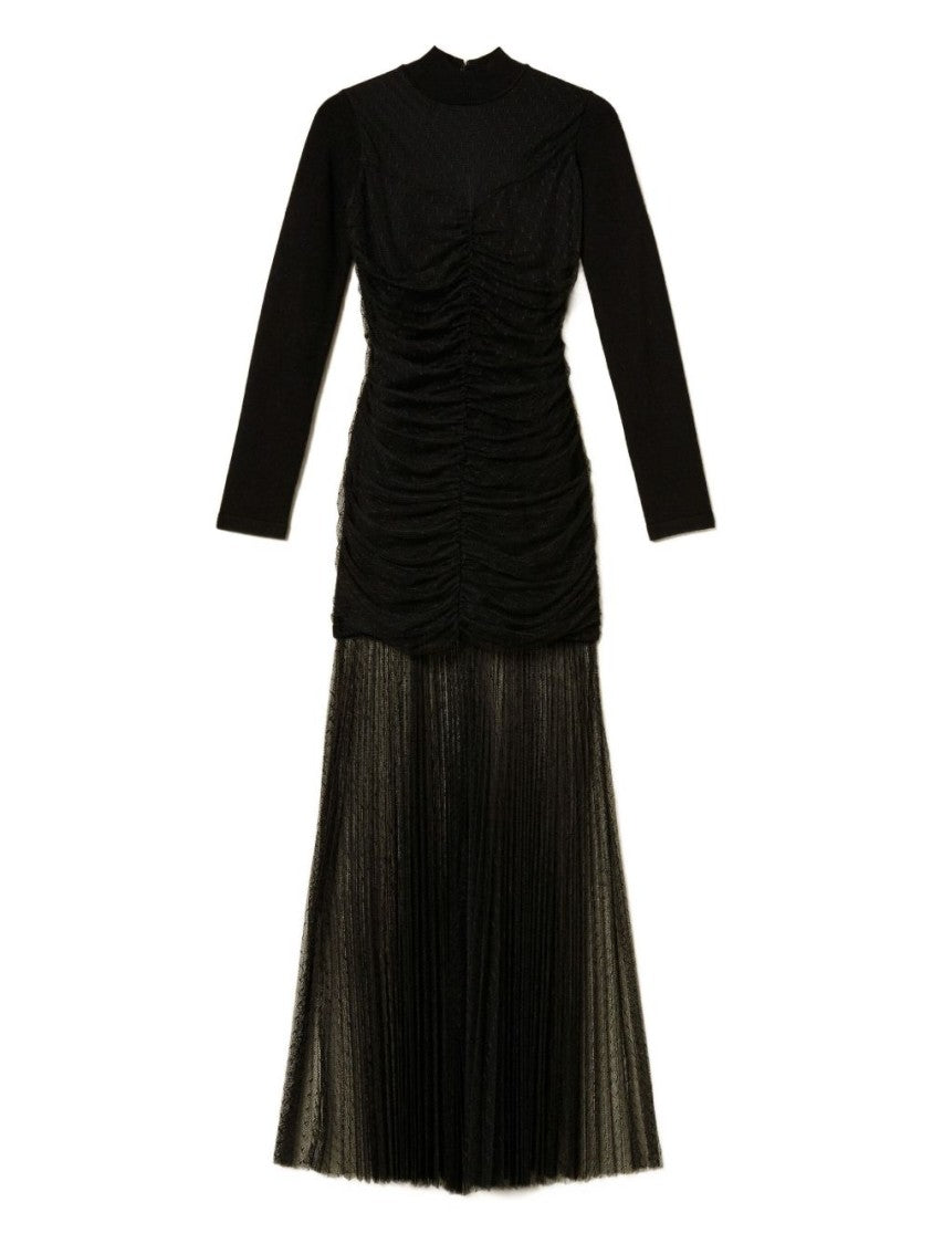 Twin-Set Maxi Dress With Ruched Bodice And Sheer Skirt