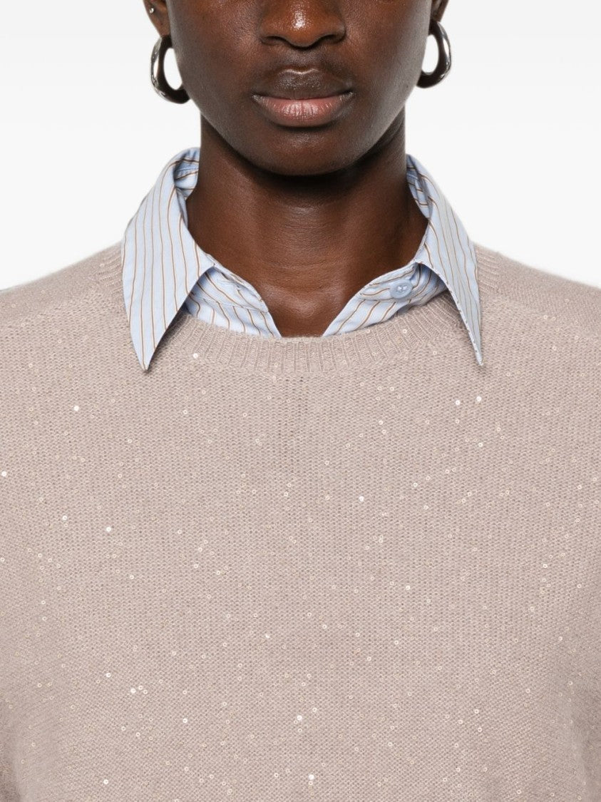 Fabiana Filippi Grey Relaxed Fit Speckled Sweater