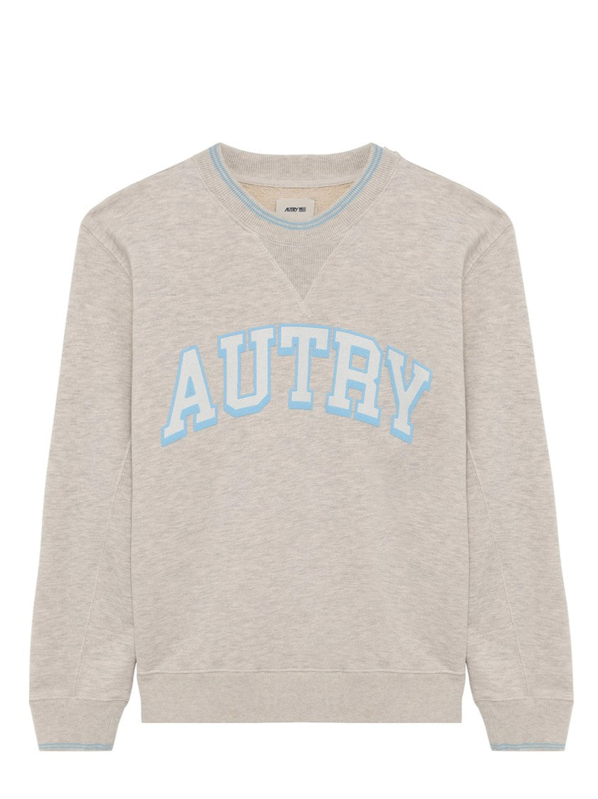 Autry Grey Cotton Blend College Sweatshirt With Screen-Printed Graphic