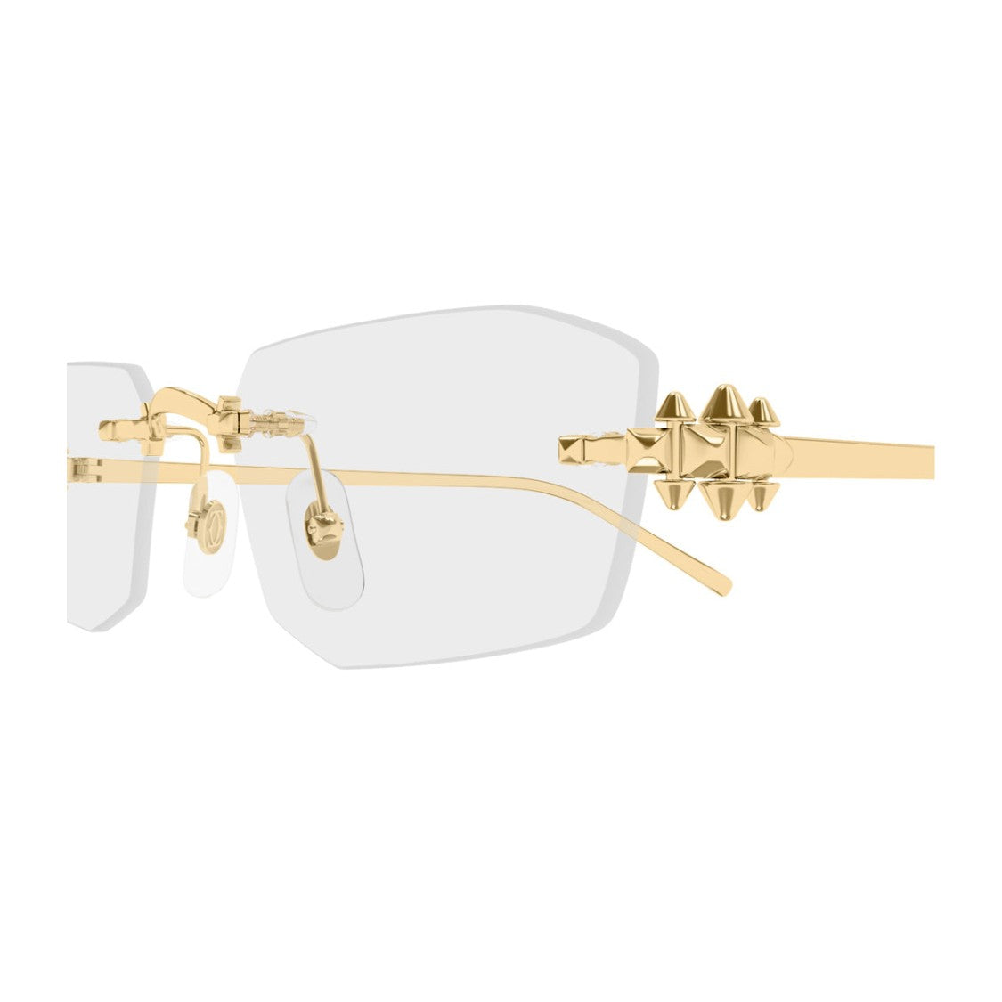 Cartier Rimless Metal Frame Eyeglasses With Pyramid Studs