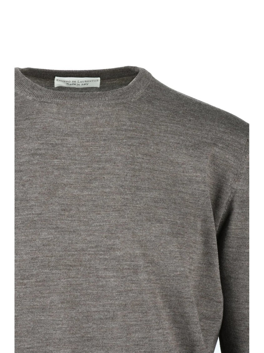 Filippo De Laurentiis Merino Wool Crew Neck Sweater With Timeless Fit