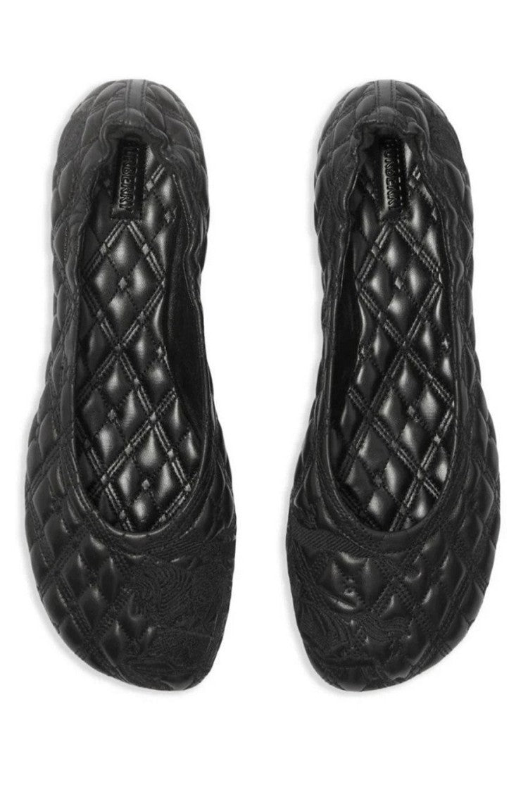 Burberry Black Leather Quilted Ballet Flat