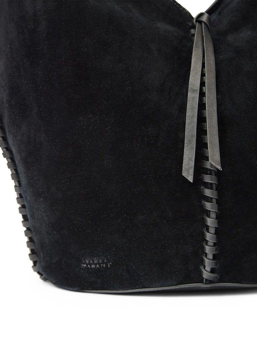Isabel Marant Black Tampa Calf Velvet Shoulder Bag