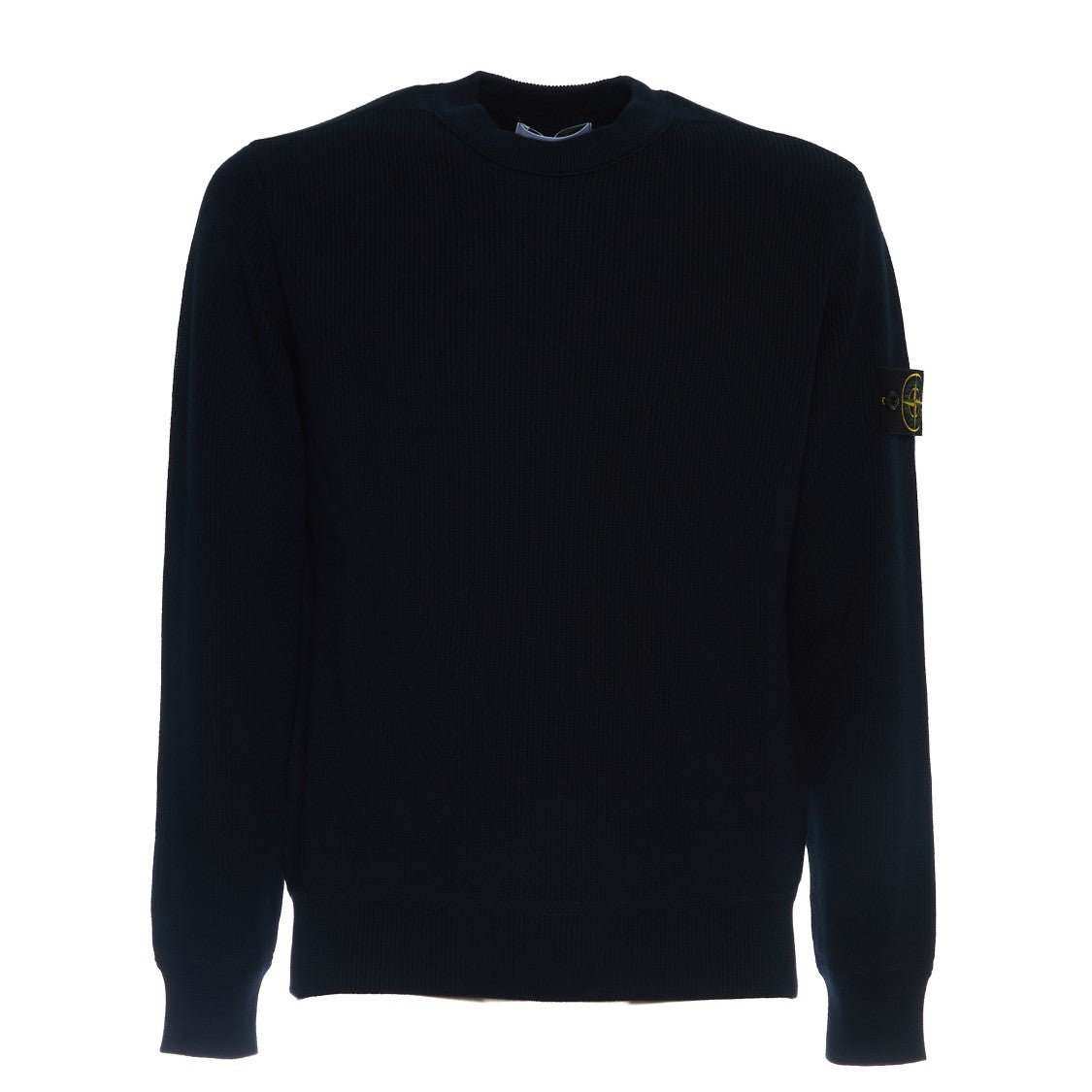 Stone Island Ribbed Organic Cotton Sweater With Brand Badge