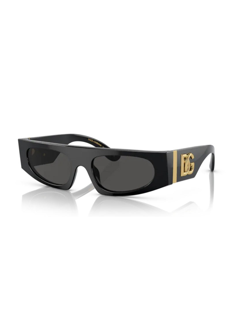 Dolce & Gabbana Bold Angular Frame Sunglasses With Distinctive Logo