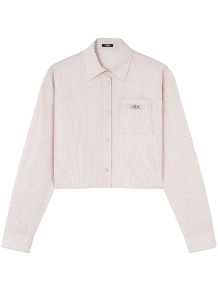 Versace Pink Cropped Button-Down Shirt