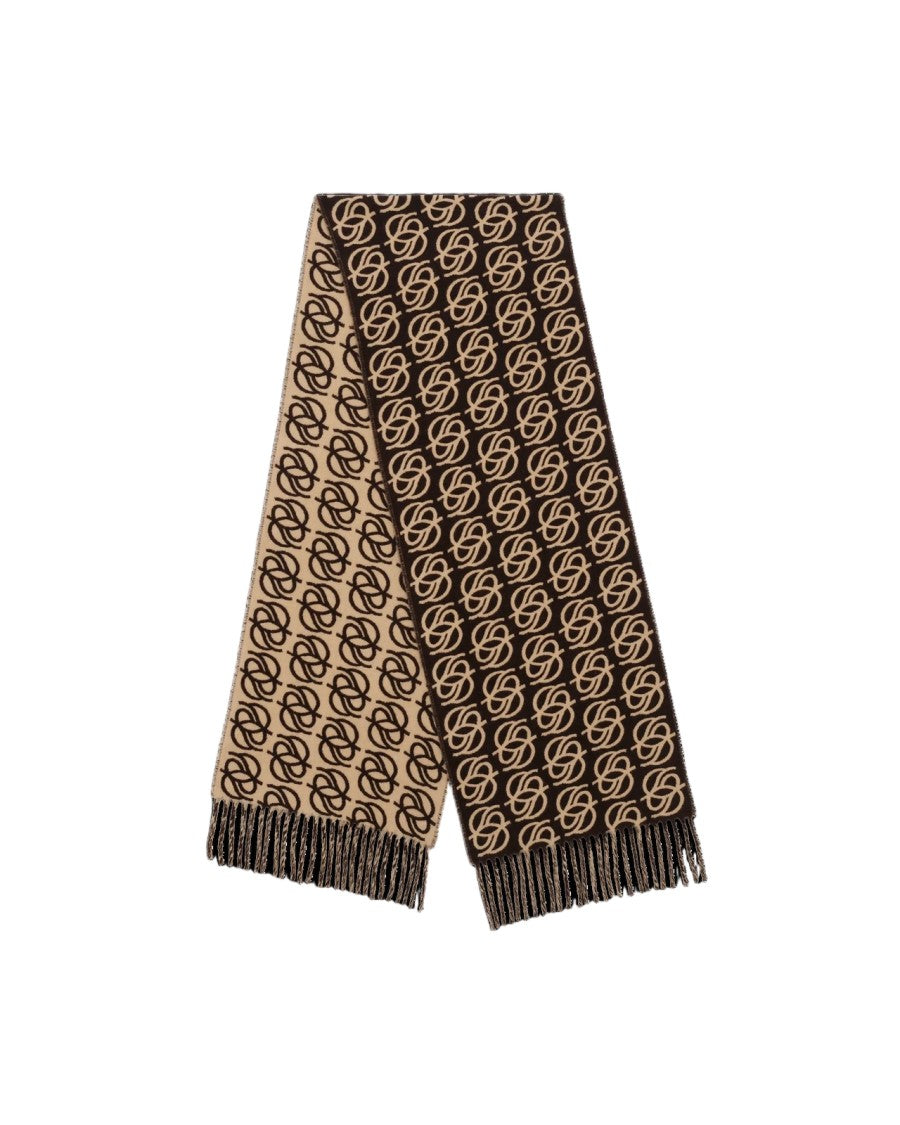 Drôle De Monsieur Dark Brown D-Mirror Monogram Wool Scarf