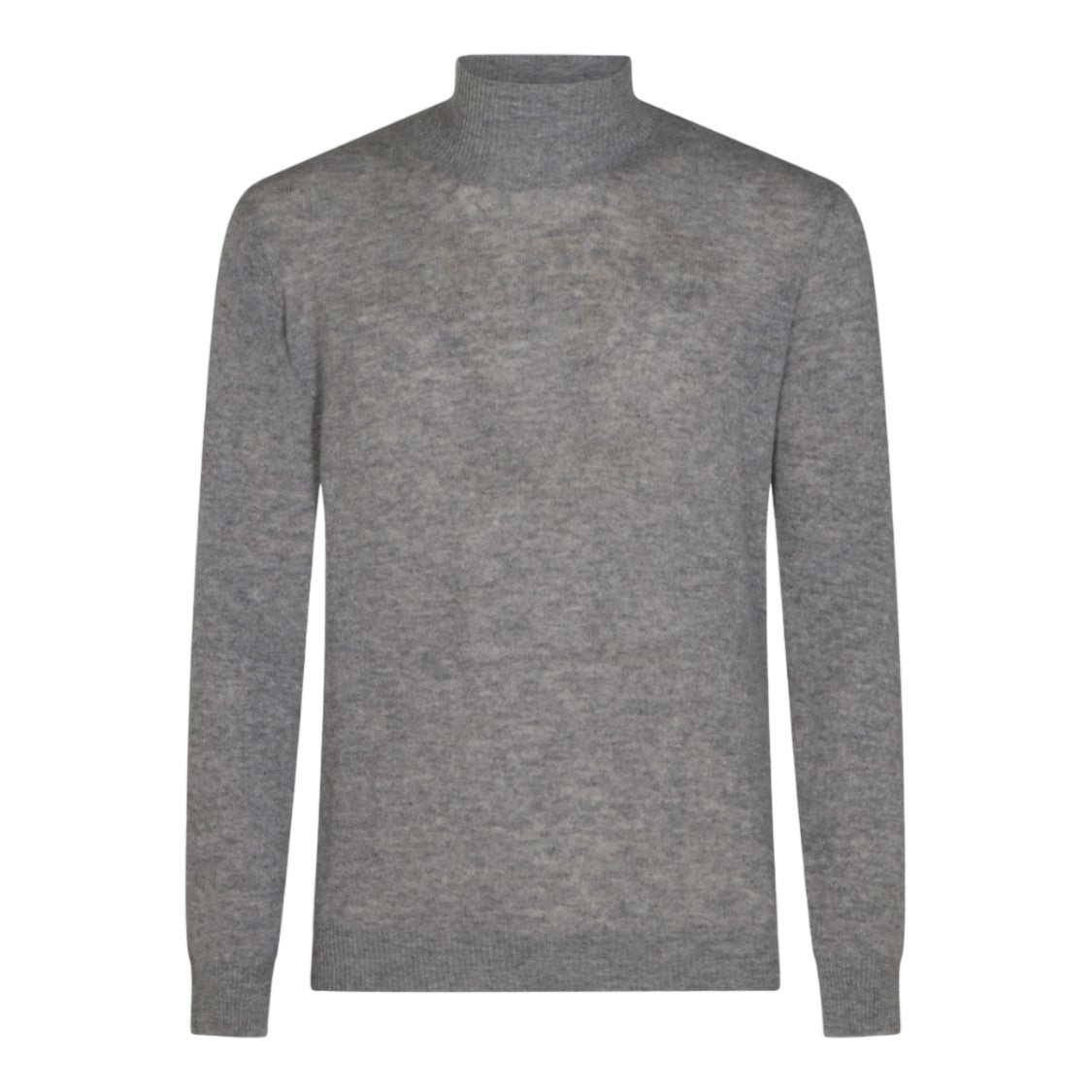 Altea Fine-Knit Grey Ribbed Mock Neck Sweater