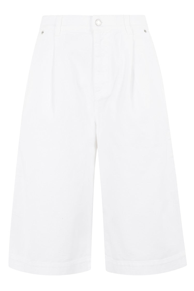 Moschino High-Waisted White Denim Bermuda Shorts