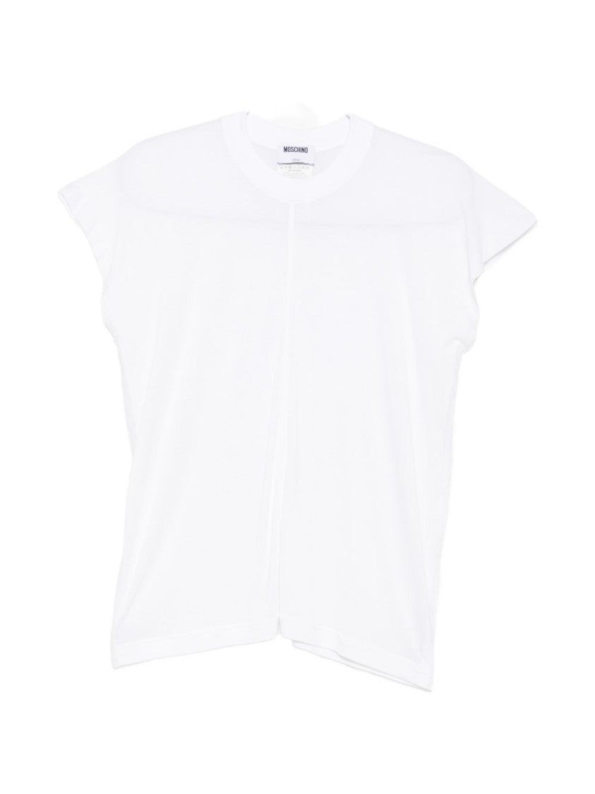 Moschino White Central Seam Detail Crew Neck Top