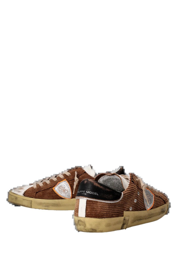 Philippe Model Brown Vintage Effect Aged Sole Velvet Sneakers