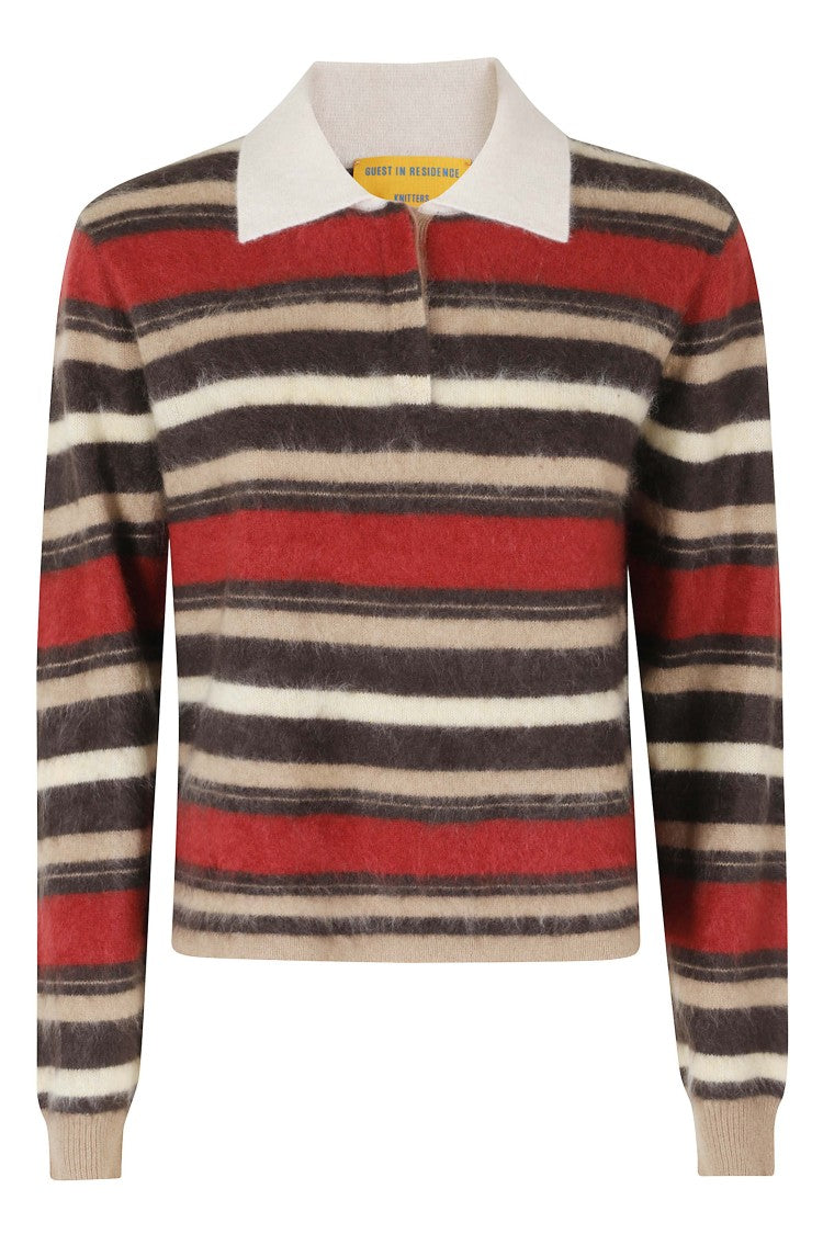 Guest In Residence Brown Grizzly Cropped Rugby Cashmere Polo Shirt