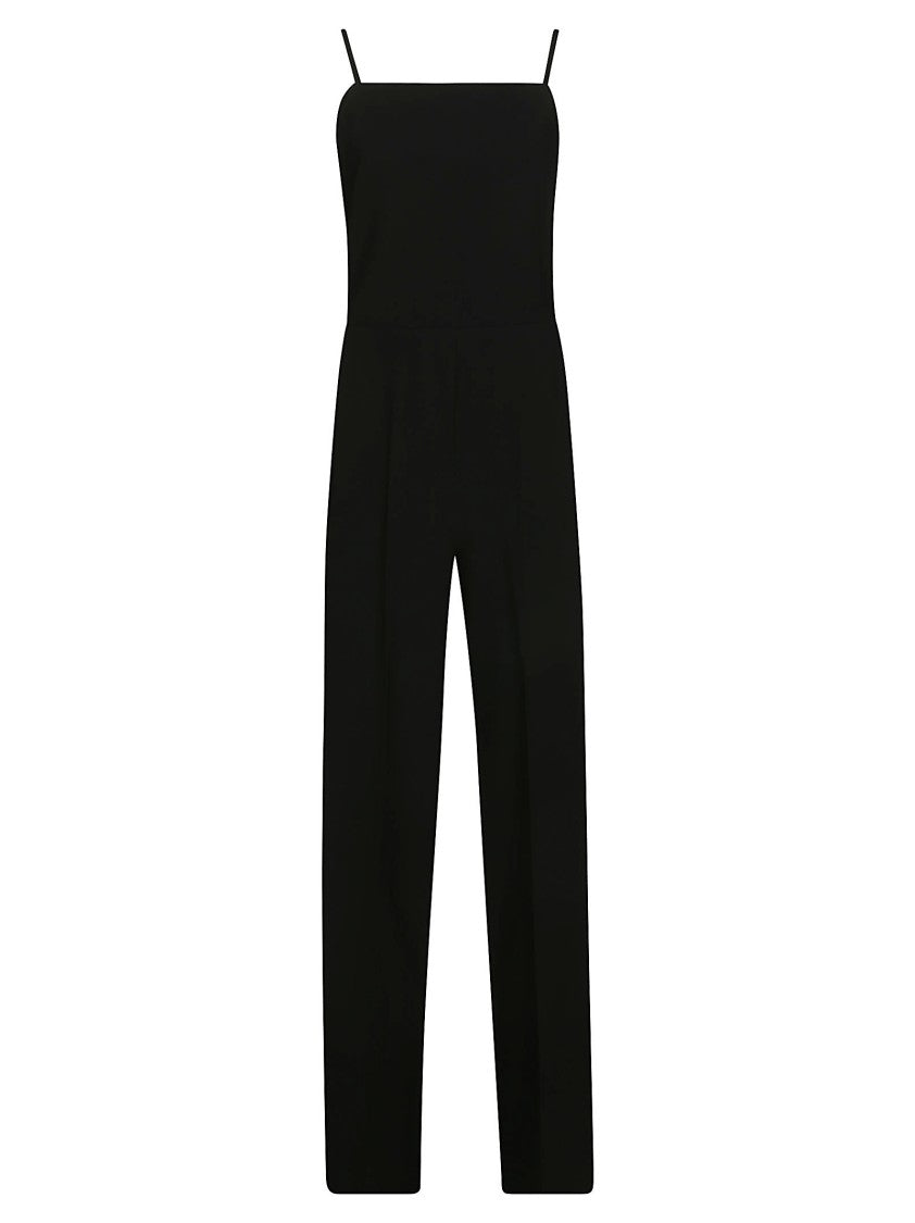 Max Mara Wide-Leg Black Jumpsuit With Satin Contrast Panel