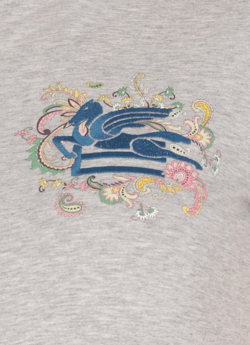 Etro Etro Cotton T-Shirt With Contrasting Logo Embroidery