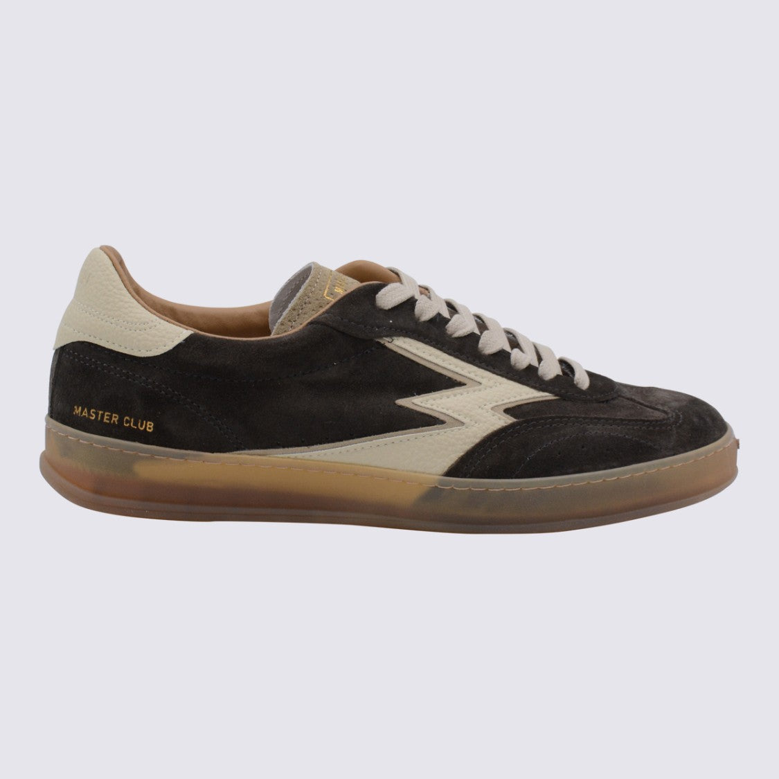 Moaconcept Dark Brown Sneakers From Moaconcept Featuring Round Toe, Laces Fastening, Lateral Logo Print, Contrasting Heel And Flat Rubber Sole.