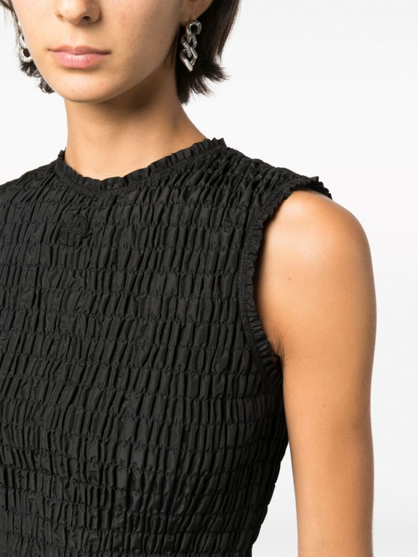 Patou Smocked Black Crop Top