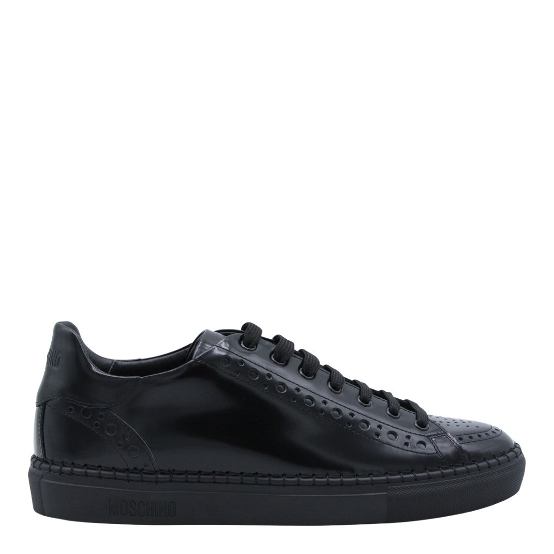 Moschino Glossy Black Low-Top Sneakers