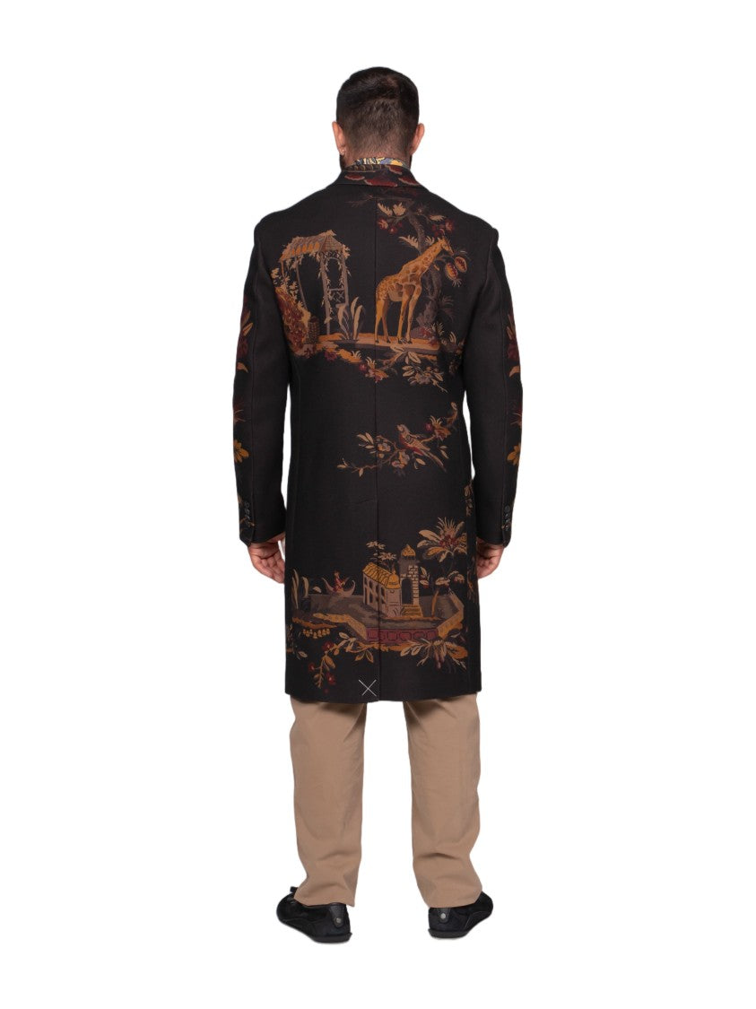 Etro Tailored Long Coat With Nature-Inspired Patterns