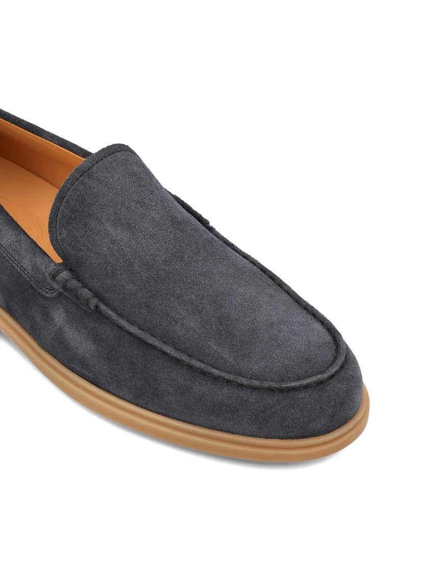 Tod's Charcoal Grey Calzature Suede Moccasin Loafers