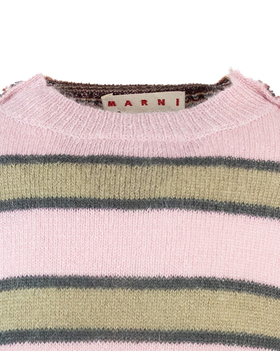 Marni Pink Mohair Striped Sweater