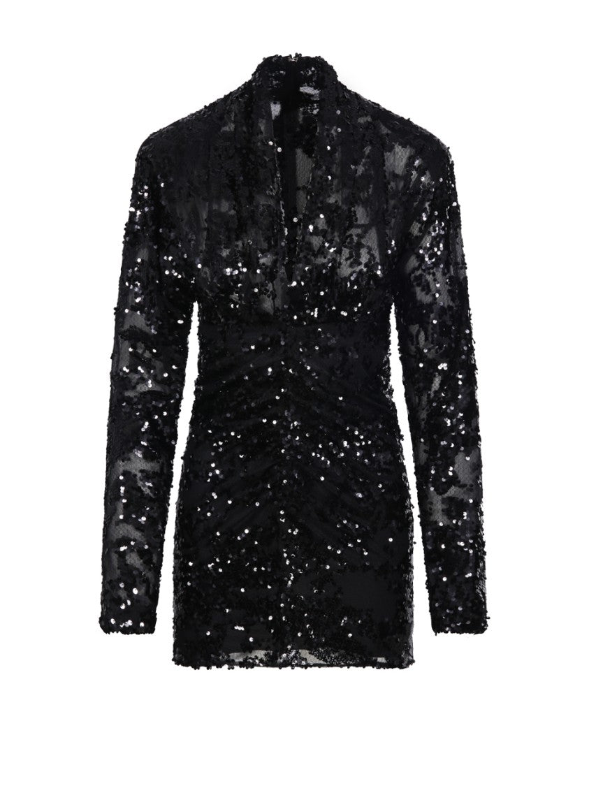 Victoria Beckham Long Sleeve Ruched Mini Dress